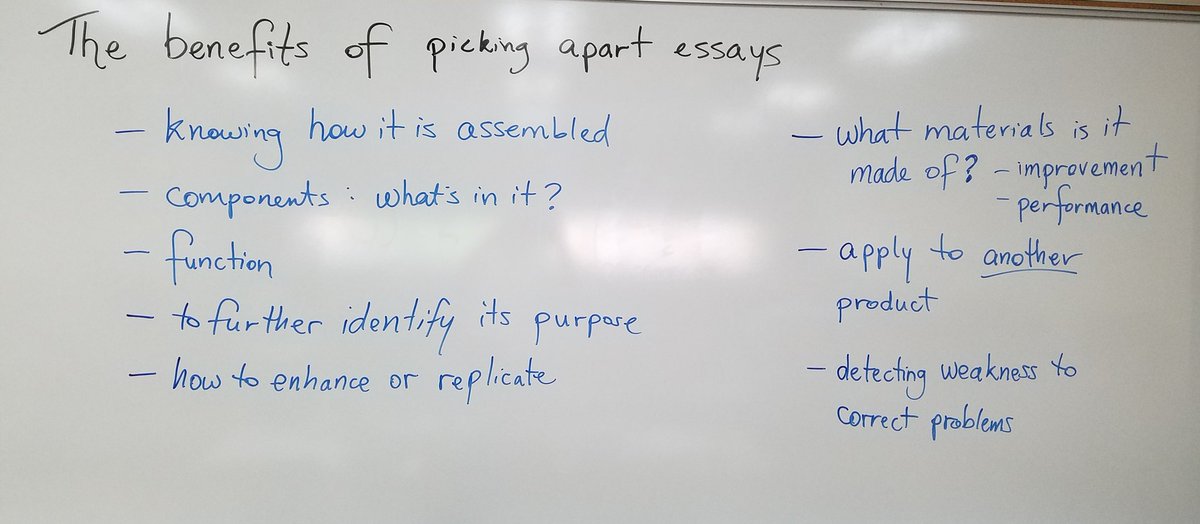 Jhaywardtwit's tweet image. I just asked my college comp class to generate a list: &quot;The Benefits of Taking Something Apart.&quot;
Once the list was complete, I changed the prompt to what you see here. The oohs and ahhs were priceless!
#teachwrite #teachbetter #edchat