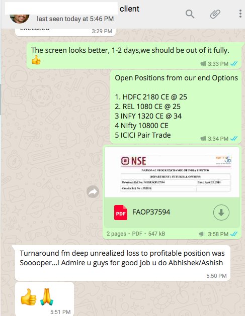 AbhishekGut's tweet photo. Such messages from clients, motivate you to keep doing better everyday.

PS: Copy trades at own risk 😉, as we have closed them partially. Screenshot of yesterday's chat. https://t.co/MeWjqV8WFS