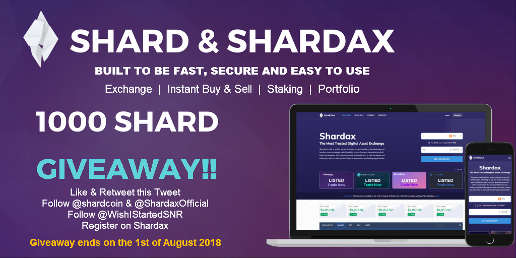 WishIStartedSNR's tweet photo. 🎉HUGE #CRYPTOGIVEAWAY🎉

💰1000 #SHARD Coins💰
🕺TWO WINNERS: 500 $SHARD EACH💃

TO ENTER:
💠Like &amp; Retweet This Tweet

💠Follow:
😘@shardcoin
😘@ShardaxOfficial
😘@WishIStartedSNR

💠Register on Shardax: https://t.co/qvJVmGoHsi

📢Ends Aug. 1st

#Crypto #Giveaway #PoS #Airdrops https://t.co/3OSe6iXrde