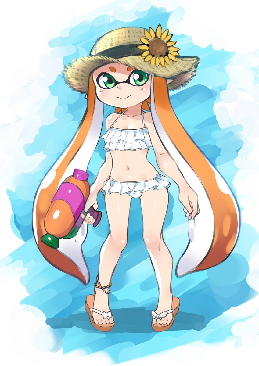 スプラトゥーン スプラトゥーン ガールお絵かき キャラ可愛いなー 水着のギアとか出ないですかね ヤチャブキのイラスト