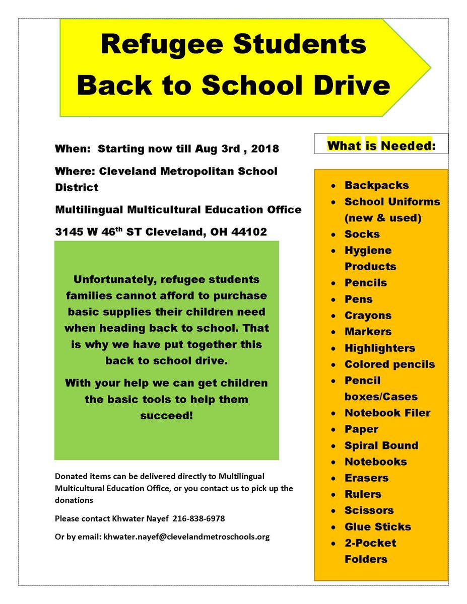 There is a large basket located by the WRRA bulletin board (by the stairs) to collect items for a CMSD back to school drive. Check out the list of needed items and donate if you can! (Note: this is being organized by an individual, and not an official CRF or WRRA campaign.)
