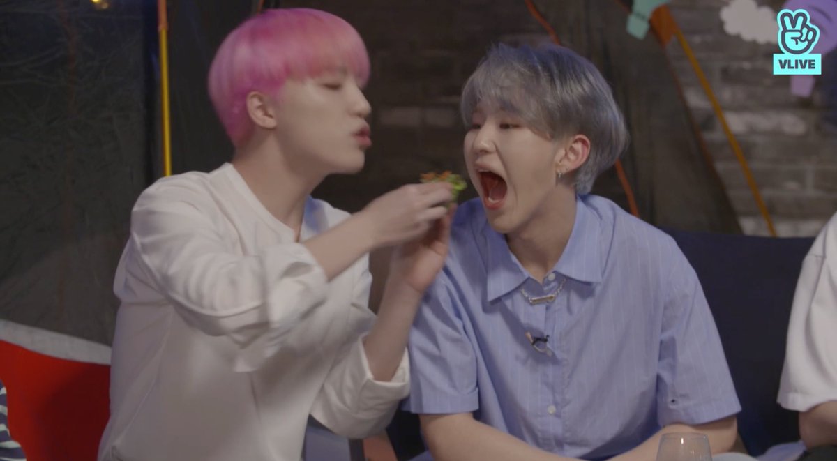 soonieating's tweet photo. Soonyoung being fed by his maknae https://t.co/cgJEyQHEq1
