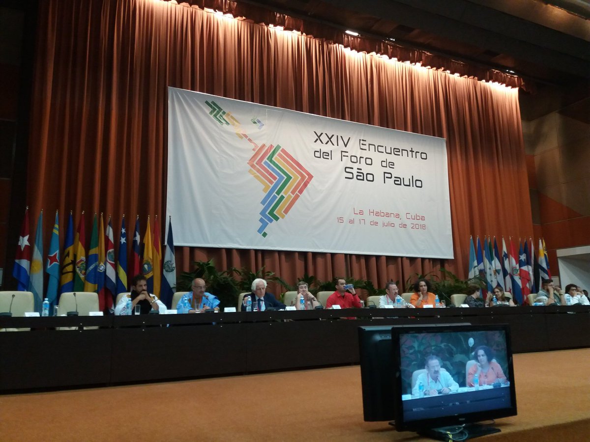 IsairInfanteV's tweet photo. En la Plenaria del Foro de Sao Paulo contra el colonialismo y la solidaridad antimperialista entregan su mensaje de solidaridad dirigentes de: Siria, de Palestina, del Frente Polisario y del Congreso Nacional Africano de Sudafrica. https://t.co/PD7R4Bxb1f