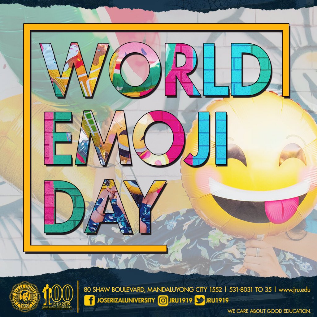 JRU1919's tweet photo. Hi Rizalians! It's #WorldEmojiDay! Do you speak emoji? Which emojis would you use to sum up your feelings tonight? 
#SayItWithEmoji #KeepItEmoji #rainymood #JRUisFUN https://t.co/Fjgk0tE9o6