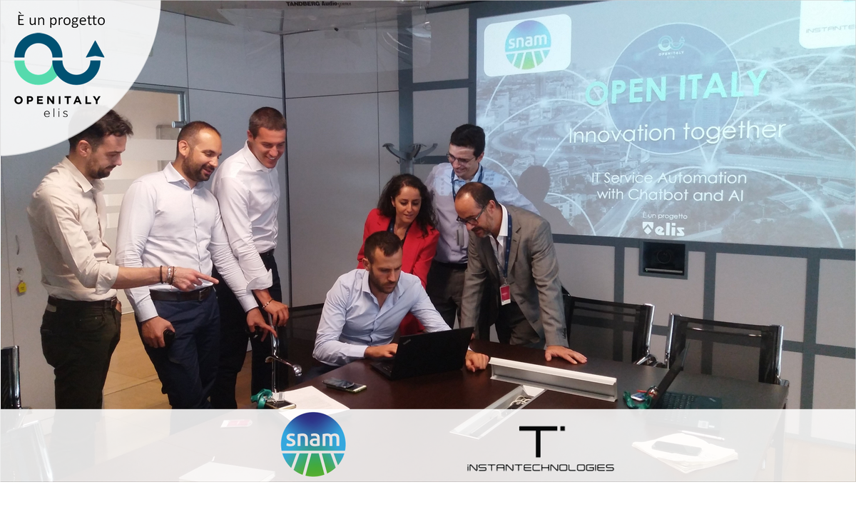 Instantech_'s tweet photo. Grazie a @ELIS per aver dato l’opportunità ad una Startup come la nostra di partecipare a questa iniziativa di CO-Innovazione con le più importanti Corporate Italiane e a @snam per averci “scelto” #OpenItaly2018 #Chatbot
#Innovationtogether #Machinelearning #Instantechnologies https://t.co/D3OCipYbHV