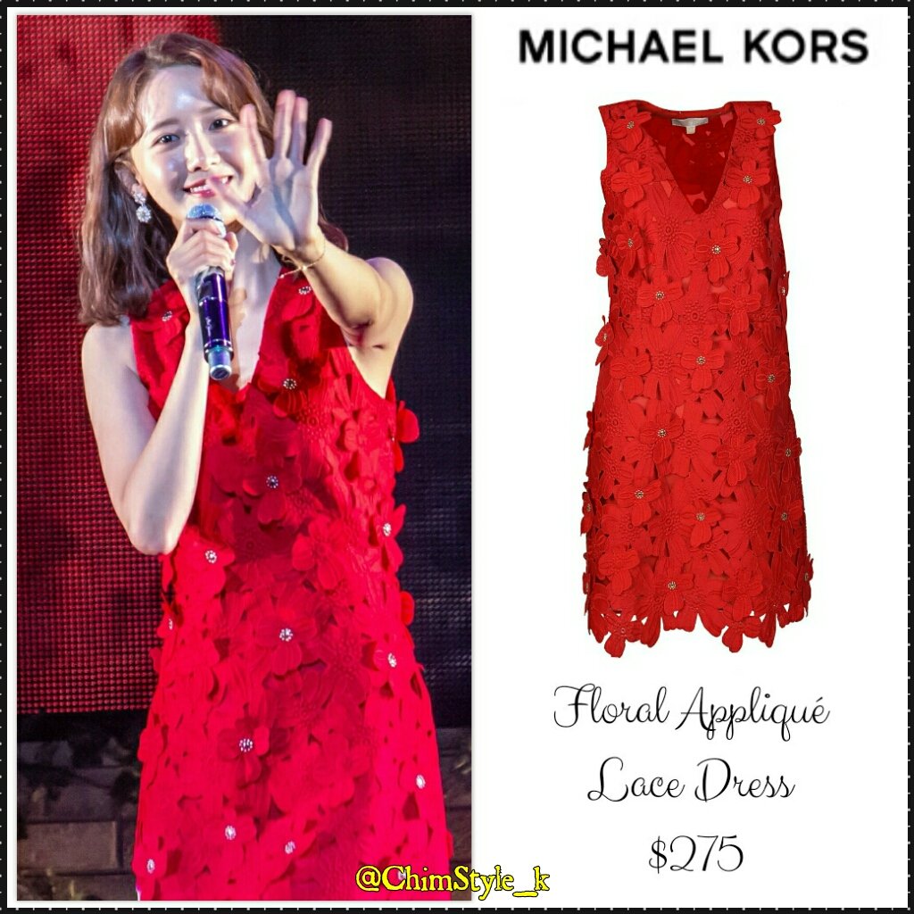 floral appliqué lace dress michael kors