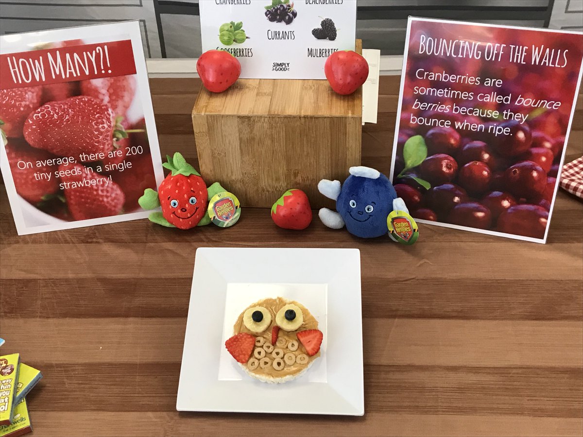 WSFCSFood's tweet photo. Last week our Resident Dietitian @saraesmith13 had fun talking about berries at a #nutritionlesson with some @TeamCLMS Summer Camp students. #ricecakeowls
.
.
@wsfcs @ChartwellsK12 https://t.co/qLVneKJXo1