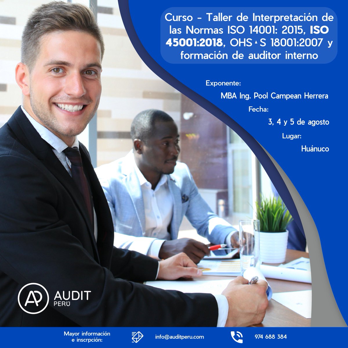 #AuditPerú te invita a participar del Curso - Taller de Interpretación de las Normas ISO 14001:2015, ISO 45001:2018, OHSAS 18001:2007 y formación de auditor interno, que se dictará en la ciudad de Huánuco.

Para mayor información ingresa a auditperu.com/capacitacion-i…