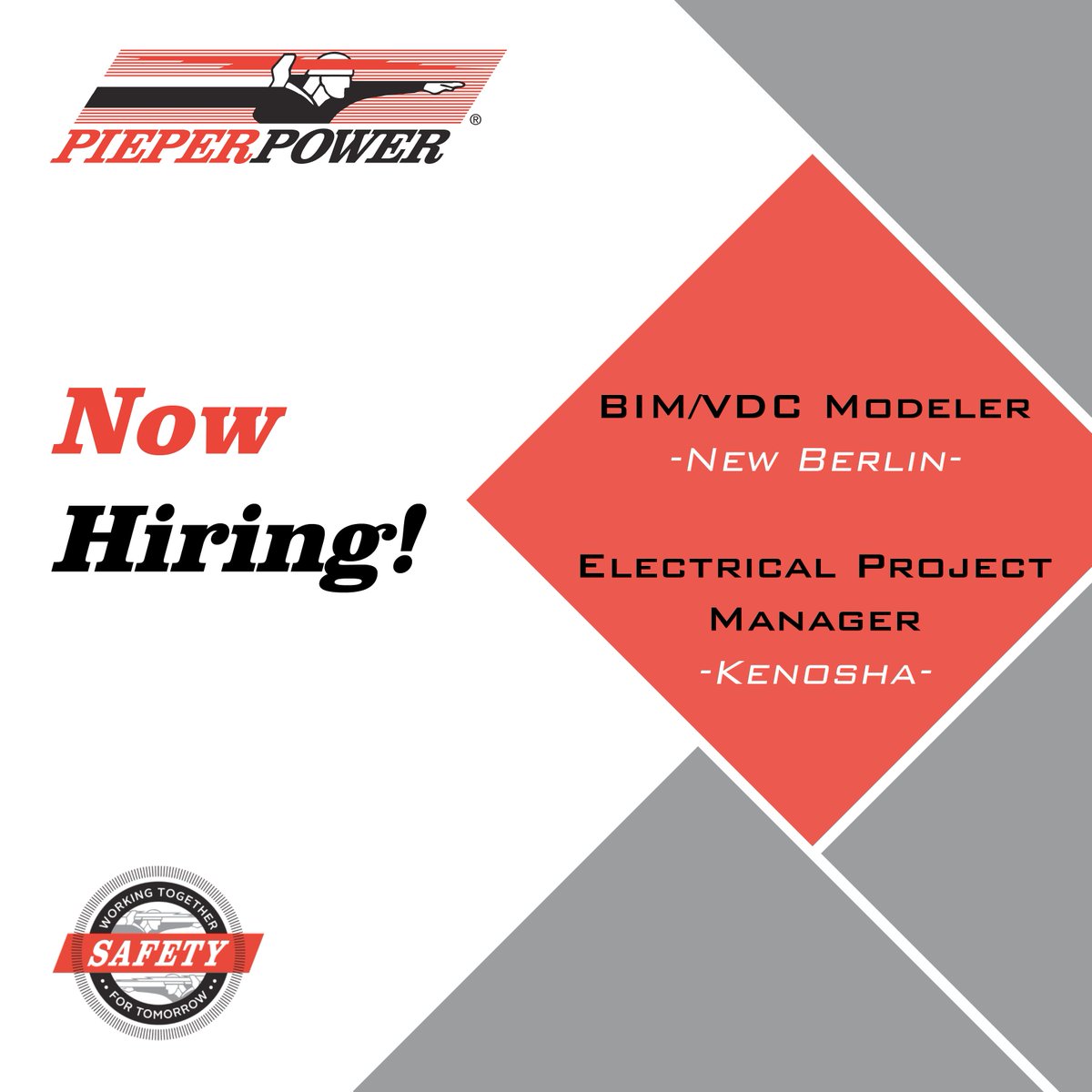 Pieper Electric is seeking candidates for BIM/VDC Modeler in New Berlin and Electrical Project Manager in Kenosha. Click the links below to apply or learn more! #hiring #apply

BIM/ VDC Modeler
ziprecruiter.com/jobs/pieper-el…

Electrical Project Manager
ziprecruiter.com/jobs/pieper-el…