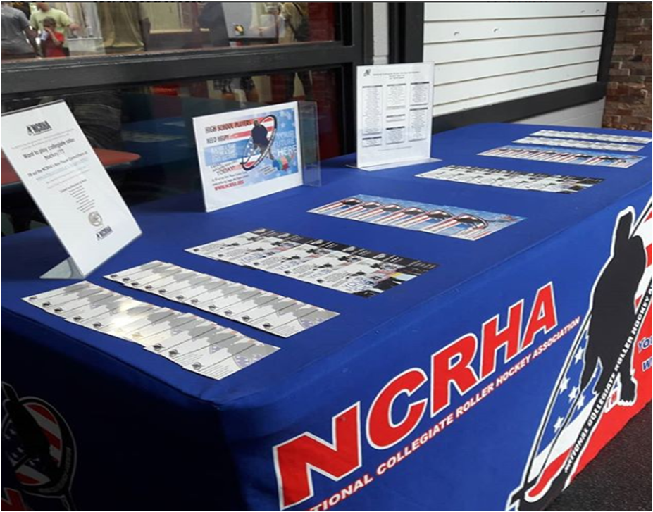 NCRHA's tweet photo. High school or college player looking for info on college roller hockey?  Stop by the NCRHA table at NARCh 2018 EC Finals at The Cooler in Alpharetta, GA, grab a flyer, and fill out the NCRHA Future Player Contact Form online.  Or click the link below:
https://t.co/n1EbgLEsty https://t.co/bBYzlnQ2Gt