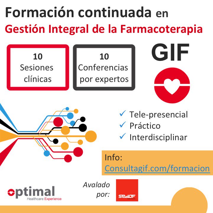 OptimalExp's tweet image. Optimal @OptimalExp apuesta por Formación Continuada con sesiones clínicas y conferencias magistrales on line #sesionesclinicas #formaciononline #experiencafarmacoterapeutica #mapasistemico @SEDOF_ORG