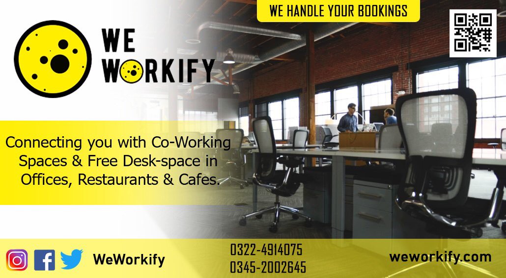 WeWorkify's tweet photo. Give us a visit!
#weworkify #coworking #freelancers #Pakistan #Plan9 https://t.co/pmy2tKqMJI