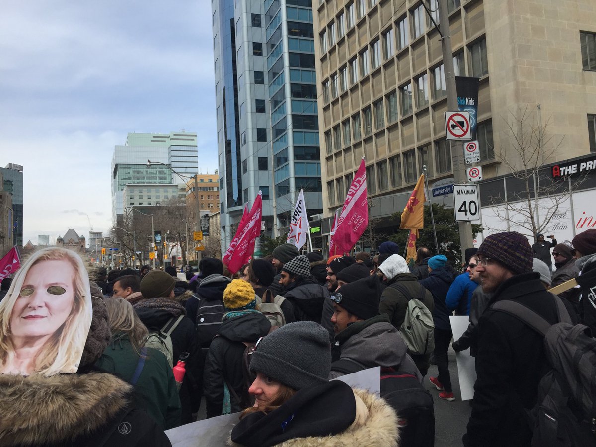 odeliabay's tweet photo. This is a photo of @cupe3903comms members &amp; supporters marching on University Ave, in front of the Labour Board, after #YorkU forced a rat vote. 85% of us rejected the terrible offer. We were strong then and are STRONG NOW. #20WeeksOnStrike #CUPE3903 https://t.co/fz68ZzUxTP