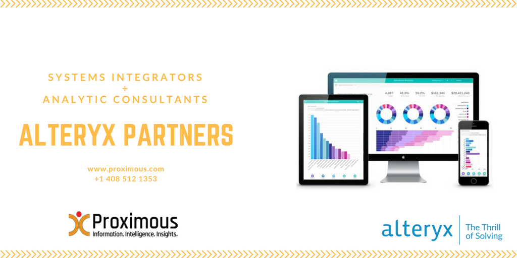 Proximousinc's tweet photo. Proximous is the System Integrators and Analytic Consultants Partners for Alteryx.
Visit our website: https://t.co/4gaf7sVR4V
#Alteryx #AlteryxPartner #AlteryxProfessionalServices #TableauServices  #DataVisualization #SelfServiceBI #BusinessIntelligence https://t.co/zwBDWjiuTJ