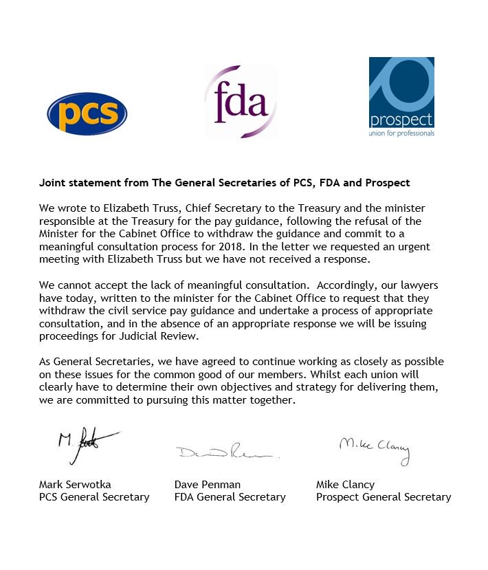 pcs_union's tweet photo. We have joined the @FDA_union and @ProspectUnion calling for legal action if the civil service pay remit guidance is not withdrawn. #PCSVoteYes https://t.co/efoS21i9qi https://t.co/QrtEvVddN7