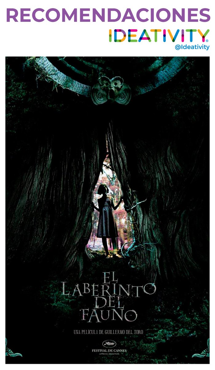 Ideativity's tweet photo. Te recomendamos ver el filme de fantasía #ElLaberintodelFauno del director mexicano #GuillermodelToro. El filme sobresale por el uso del color con significado simbólico, así como por la riqueza visual gracias al diseño de sets, de atmósferas y criaturas oscuras. #FelizMartes https://t.co/qgucobGcsL