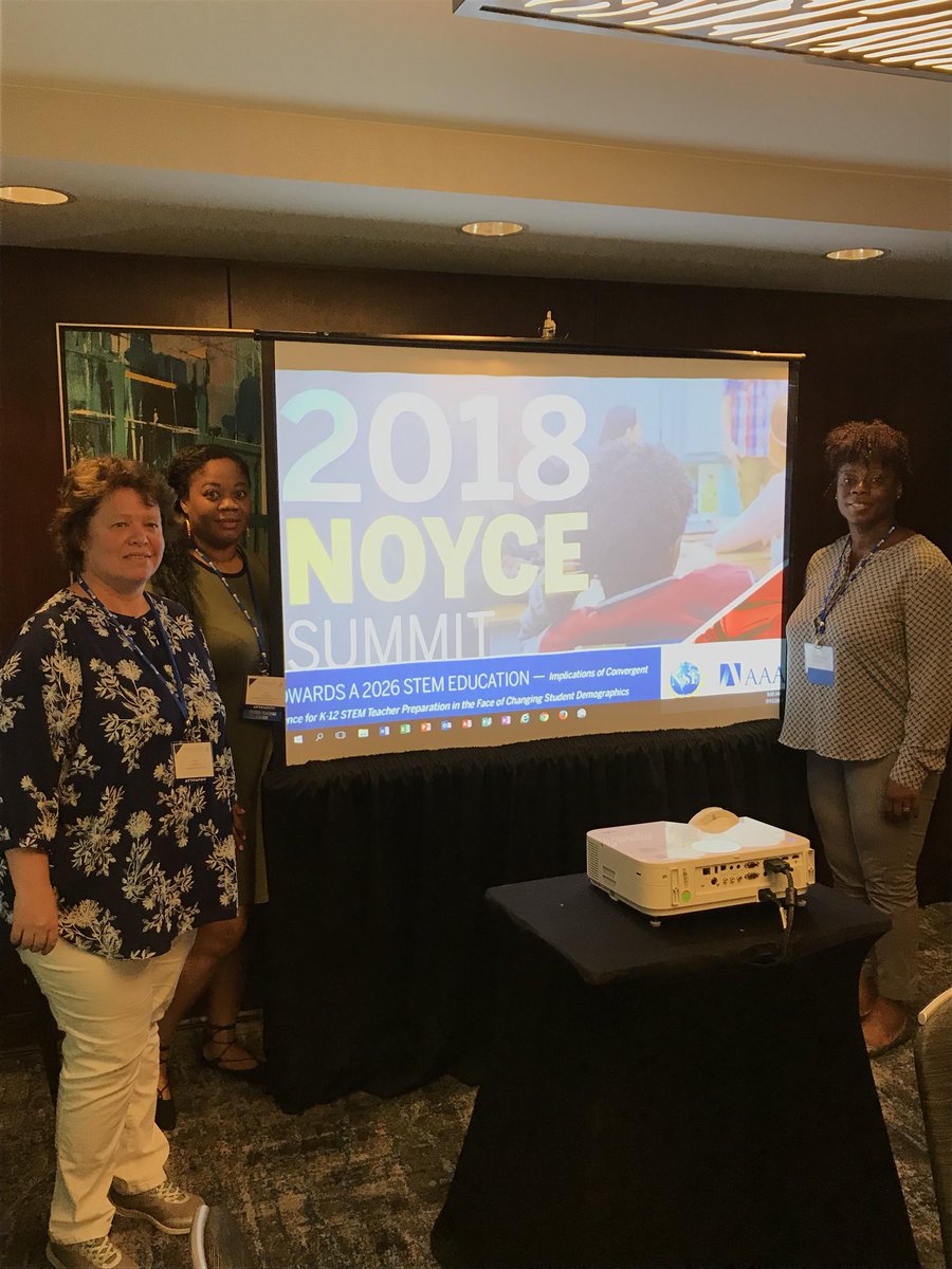daa222's tweet photo. Prof Lyublinskaya, CSI School of Ed, with Master Teaching Fellows L. Thompson and S. Cameron from Staten Island schools PS 78 and 45 presenting their work on teaching elementary science in DC. #Noyce2018
@PS45JohnTyler #NYCSchools @District31R @csinews https://t.co/NtIZCcKI9a