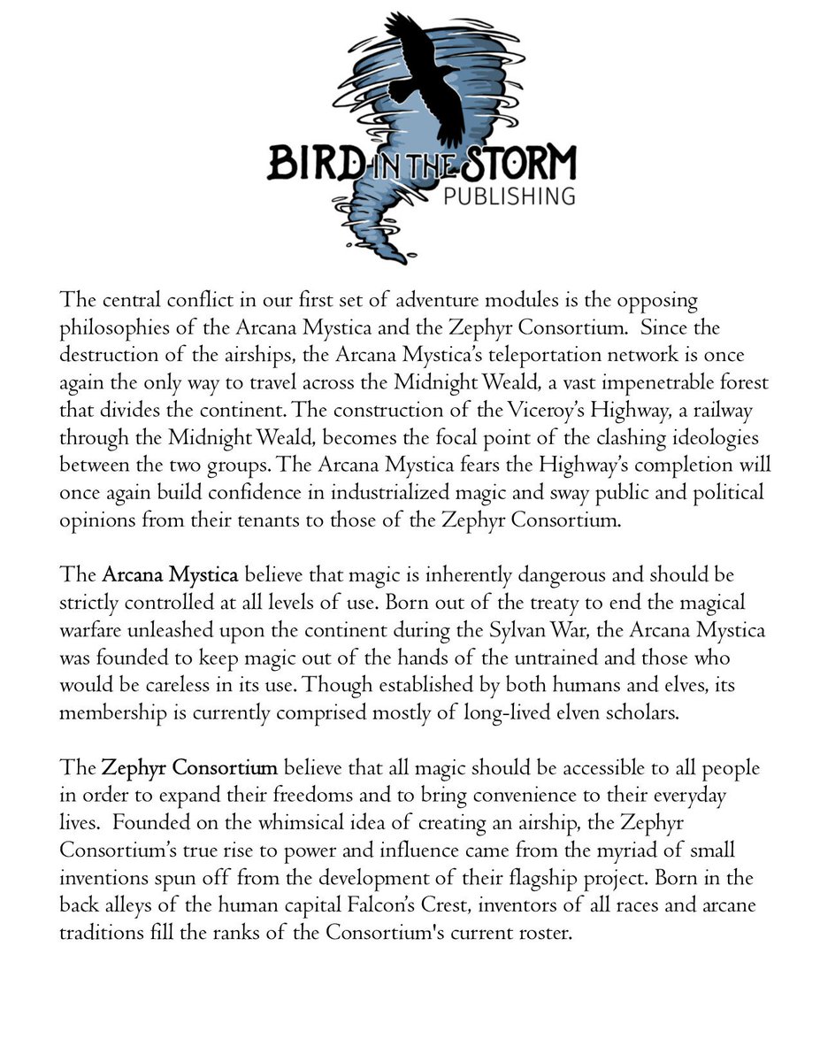 Tallsquall's tweet image. From now until @Gen_Con Bird in the Storm will be releasing glimpses into our first set of #DnD modules and other fun things on #TeaserTuesdays. Live and digital play-testing begins soon, starting with work-in-progress copies of the module available at GenCon. #BirdintheStorm