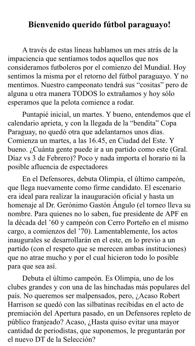 Apertura: Con tres partidos comienza este sábado a rodar la pelota