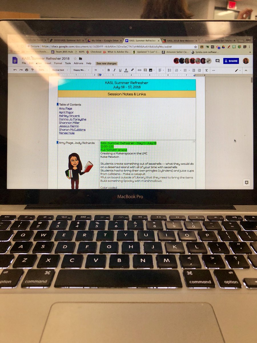 AmyPageEdS's tweet photo. #wcpslibraries collaboratively taking notes on a shared Google Doc at @KASL_Librarians #KASLSR18 Lots of great ideas to take back to our wonderful Libraries in @WarrenCoSchools https://t.co/BIsQsdpD94