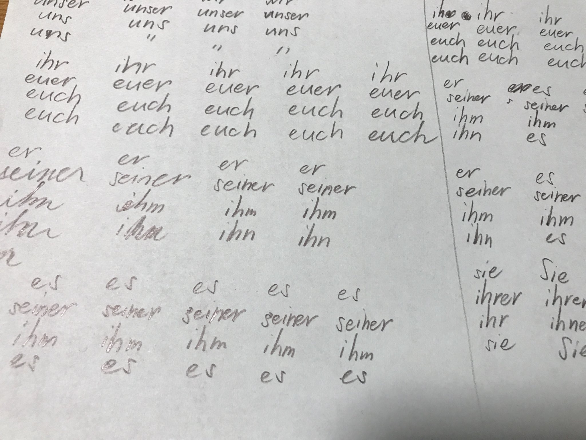 ハイチュウ 書きなぐって覚えるとかめっちゃ久しぶりな希ガス ドイツ語 人称代名詞 格変化 T Co Zhajhihjwj Twitter