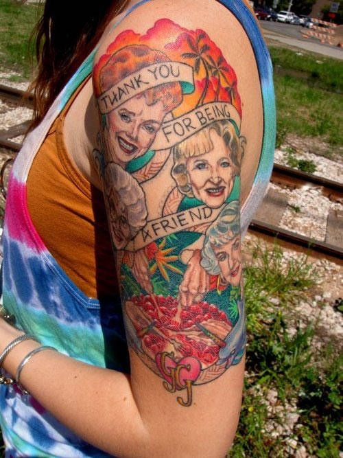 goldengirlsnews's tweet photo. Today is #NationalTattooDay - would you sport a #GoldenGirls #tattoo?  We have a few to show you on our forum -> https://t.co/UqbRnlbUrO #BeaArthur #BettyWhite #RueMcClanahan #EstelleGetty #TatDay #TattooDay #GetSomeInk @BettyMWhite https://t.co/DV1NCeGOWP