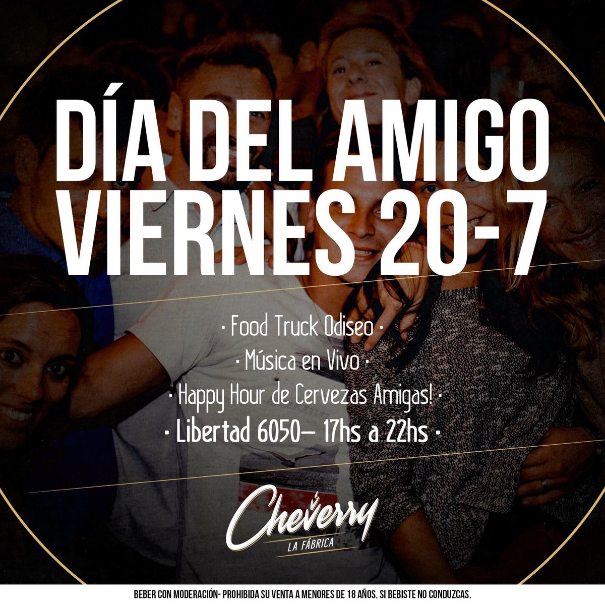 Festejemos juntos el día del Amigo en #LaFábrica! 🍻

Te esperamos el próximo viernes 20 en Libertad 6050 a partir de las 17hs!

👉 · Food Truck Odiseo ·
👉 · Música en vivo ·
👉 · Happy Hour de Cervezas Amigas hasta el cierre! ·
👉 · Libertad 6050 - 17hs a 22hs ·

No faltes! 🍻