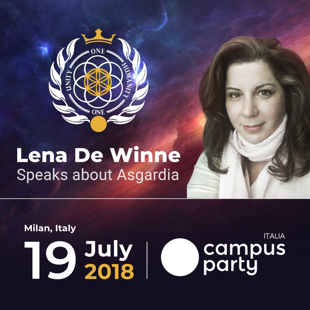 AsgardiaSpace's tweet photo. This Thursday, @LenaDeWinne will be speaking about Asgardia at @campuspartyIT in #Milan. It's a festival of innovation, technology, creativity, science, and entrepreneurship. https://t.co/6EsCQtPZvI #Asgardia #AsgardiaSpaceNation #CPIT2 https://t.co/uT0IOg1WFf