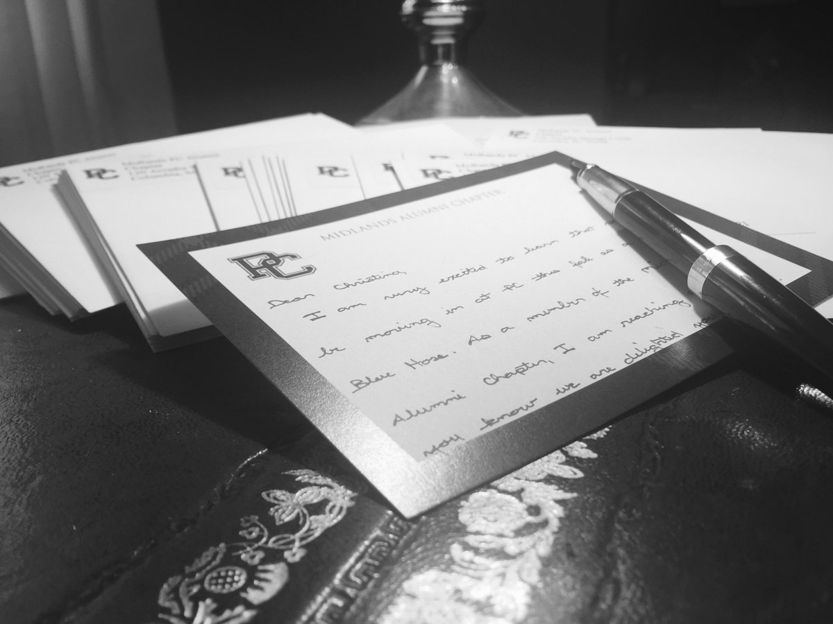 joshrhinson's tweet image. The ⁦@presbycollege⁩ Midlands Alumni Chapter leadership team met for dinner last night and to write a welcome note to each of the incoming Blue Hose from the Midlands. Hope to see y&apos;all at our Sept. 22 tailgate. #BeaBlueHose #OnOnPC #PresbyterianCollege