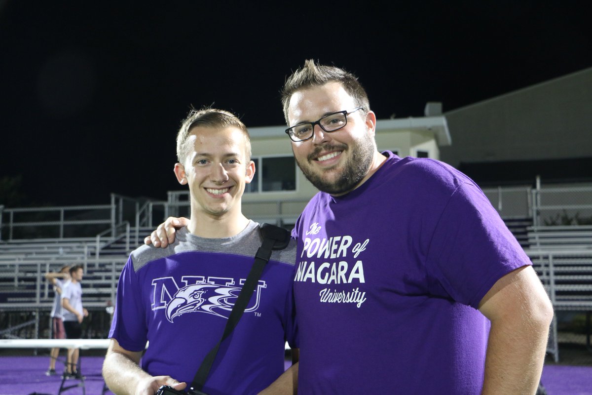 NiagaraUniv's tweet photo. Round of 👏👏👏 for Andrew and Derek, the pair of Niagara grads who captured your memories #OnTheRidge this summer! 📸

See you soon, #Niagara22! 💜🦅 https://t.co/IyIDYMjL7t