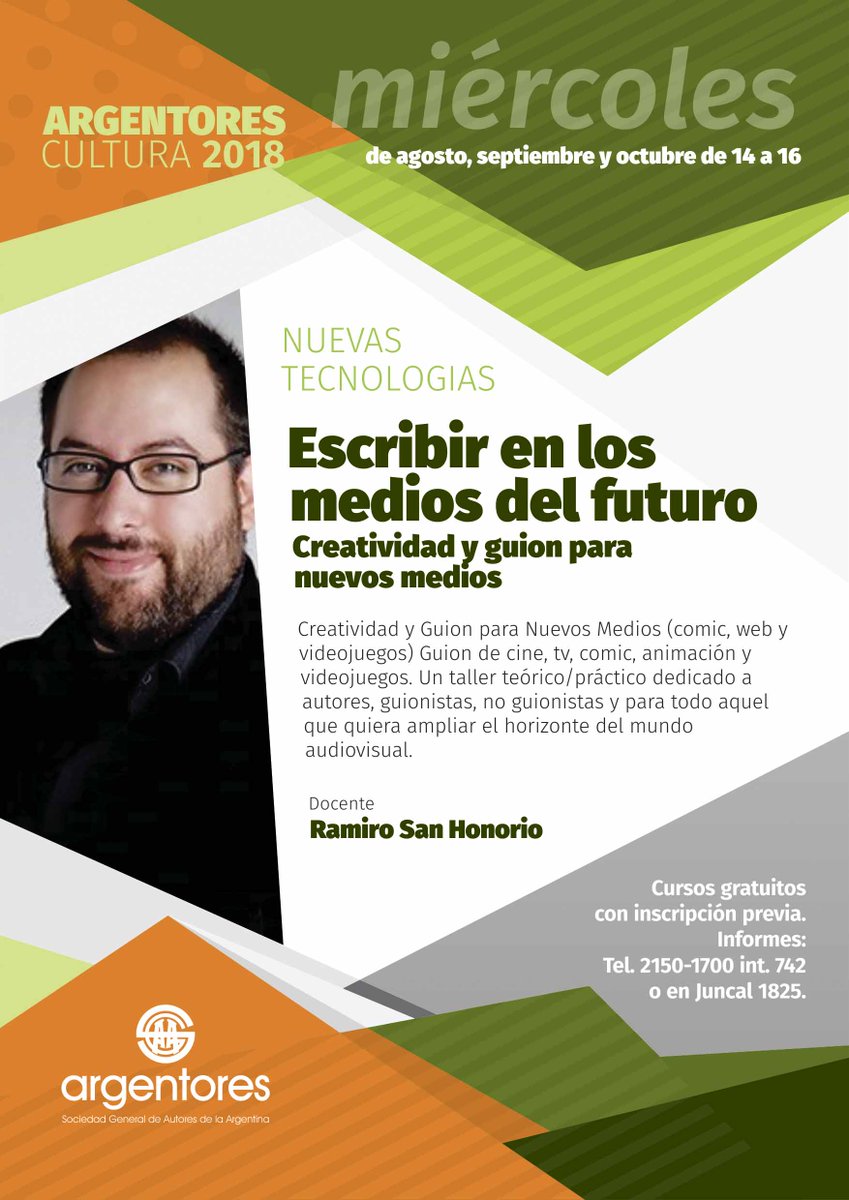 TALLERES GRATUITOS
ARGENTORES 2018 - SEGUNDO SEMESTRE