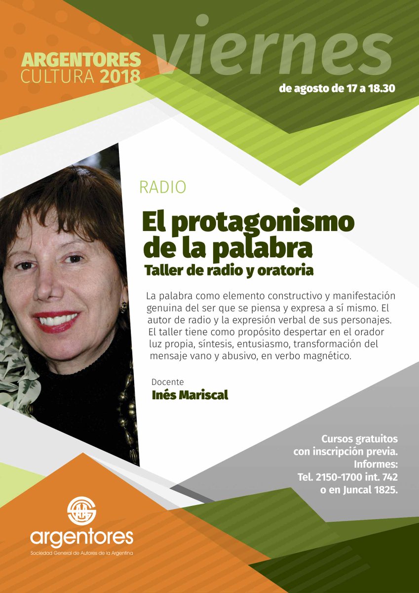 TALLERES GRATUITOS
ARGENTORES 2018 - SEGUNDO SEMESTRE