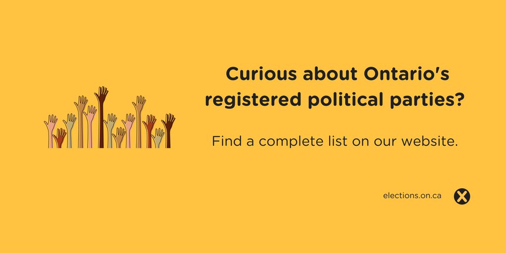 ElectionsON's tweet photo. Curious about Ontario's registered political parties? Find a complete list on our website : https://t.co/AdbzcVkzfx #WeMakeVotingEasy https://t.co/iFJy0bp3m8