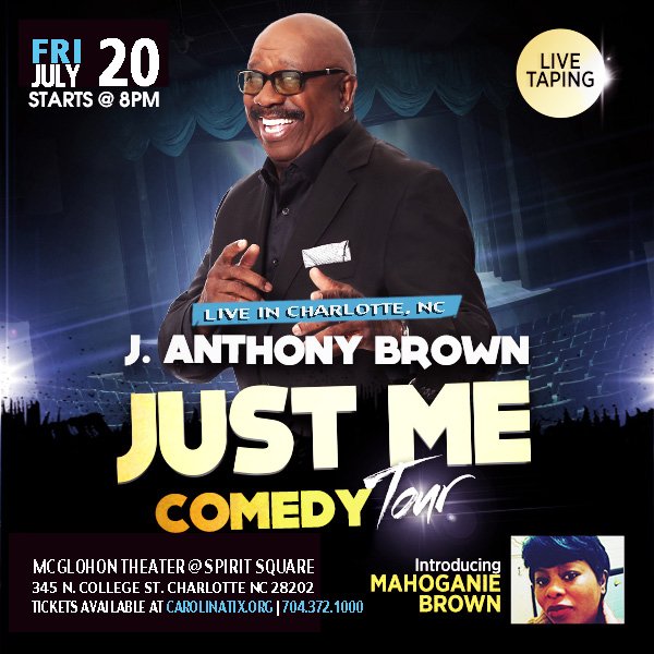 #CharlotteNC... BIG news! @jspotcomedy is coming through the #QC on Friday, July 20th at 8 PM at the McGlohan Theatre! Tickets start at just $20. Act NOW to get the best seats: bit.ly/JAnthonyBrownC…