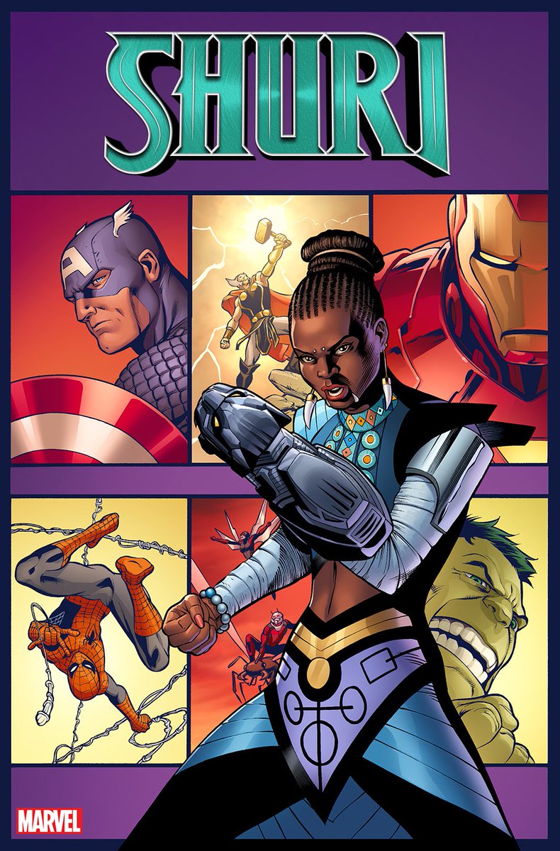 Wil_Moss's tweet photo. Everyone's favorite new Disney Princess, SHURI, is getting her own series this October by @Nnedi &amp; @Leo__Romero! (Shown here is a variant cover by Carlos Pacheco, Rafael Fonteriz &amp; Laura Martin.) #BlackPanther #WakandaForever https://t.co/C6zDg3ftYn https://t.co/Q5SDAZ43An