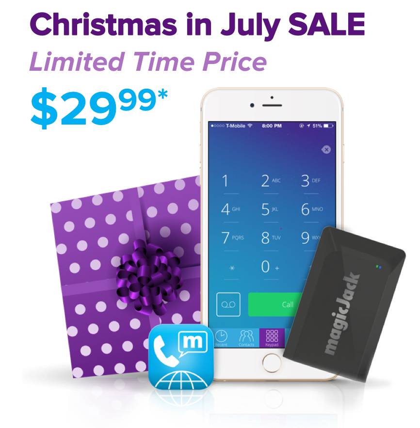 magicJack is celebrating Christmas in July. Purchase a magicJack GO device and get ONE FREE YEAR of home phone service for only $29.99*. That's less than $2.50* a month
 
Buy yours today at bit.ly/2KRAQDW 
 
* Plus taxes, fees, S&amp;H