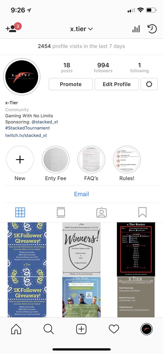 xTierClan's tweet photo. Go follow the teams instagram! We’re doing a giveaway at 1,000 followers! We’re almost there! This is no ordinary giveaway! Just look at the choices!!! Can we get there today??? Let’s make it happen! #Gamingwithnolimits #xtier https://t.co/i99kvmTSmT