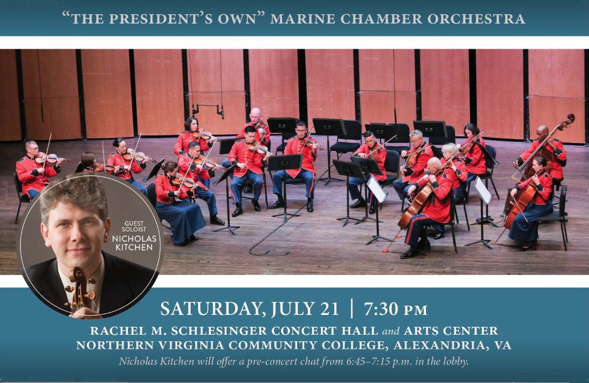 BorromeoSQ's tweet photo. Our first violinist #NicholasKitchen is joining the Presidential #MarineChamberOrchestra as soloist this weekend for a performance of Bach’s Violin Concerto No. 2 in E, BWV 1042. Looking forward to this! https://t.co/Jv0RSGXJms