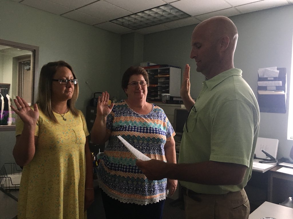 Swearing in new Deputy County Clerks-Rachel Hicks and Teresa Grimsley!