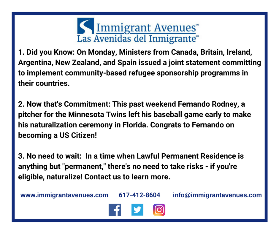 ImmigrantAves's tweet photo. Happy Tuesday! Here are three things you should know today from Immigrant Avenues. 

#Immigration #ImmigrantStories #Refugees @Twins #FernandoRodney #NewCitizens #ImmigrantAvenues https://t.co/sLKcqC9H8s