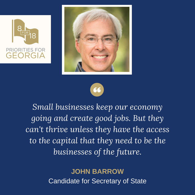 GAChamber's tweet image. Visit 8for18.com to see how @Barrow4Georgia, candidate for Secretary of State, responded to the Georgia Chamber Candidate Questionnaire! #BestForbiz #gapol #SmallBizSuccess