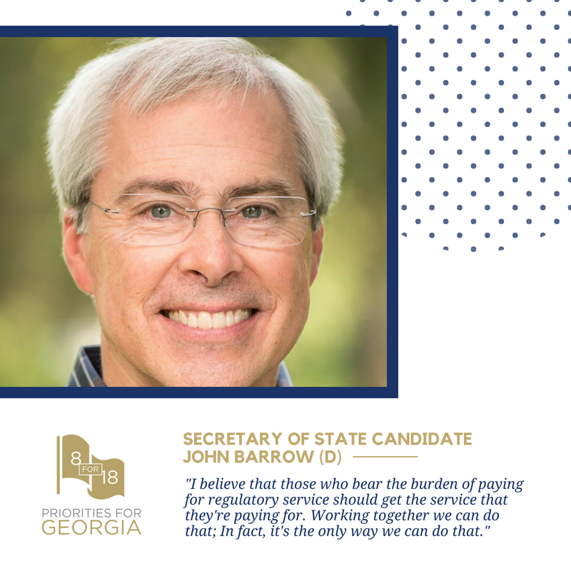 GAChamber's tweet image. Visit 8for18.com to see how @Barrow4Georgia, candidate for Secretary of State, responded to the Georgia Chamber Candidate Questionnaire! #BestForbiz #gapol #SmallBizSuccess