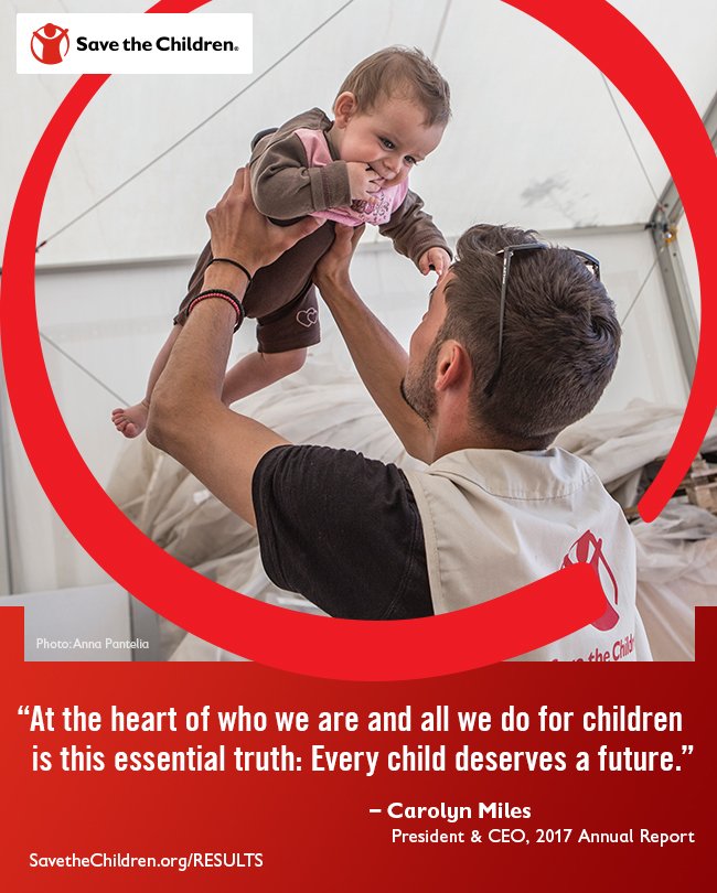 .@Savethechildren is committed to ensuring children are cared for, learning and safe. RT if you share my belief that #EveryLastChild deserves a future.