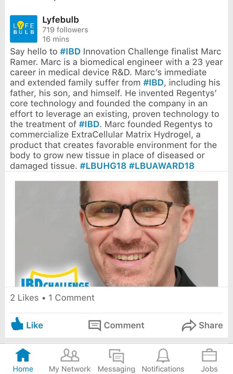 Regentys1's tweet photo. Congratulations Marc &amp; Regentys!!  

 #Regentys  #ulcerativecolitis  #regenerativemedicine  #ECMH  #Lyfebulb https://t.co/HN6A7976i5