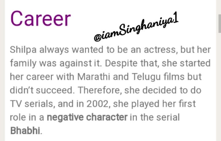iamsinghaniya1's tweet image. Shilpa Played Negative Role in Serial #Bhabi 
#Shilpians please Zara Apni Shilpa ka 1st Role toh dekh lo kya tha #NegativeRole tha
Oops jitni gaaliyan tumne Hina ko di means ab vo sari ki sari galia Shilpa ko b lag gyi kya
Bechari Shilpa ka career hi Negativity se shuru hua tha😭