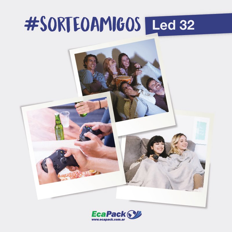 Ecapack_Arg's tweet photo. SORTEAMOS UN LED TV! #Sorteo #DiaDelAmigo 
Ya se acerca el día y en EcaPack queremos celebrarlo con todos nuestros seguidores, por eso sorteamos un TV LED 32”! Para participar solo tenes que hacer RT en esta imagen. Además, si haces RT arrobando @ a 3 amigos, tenes doble chance! https://t.co/LbwqOHBO39