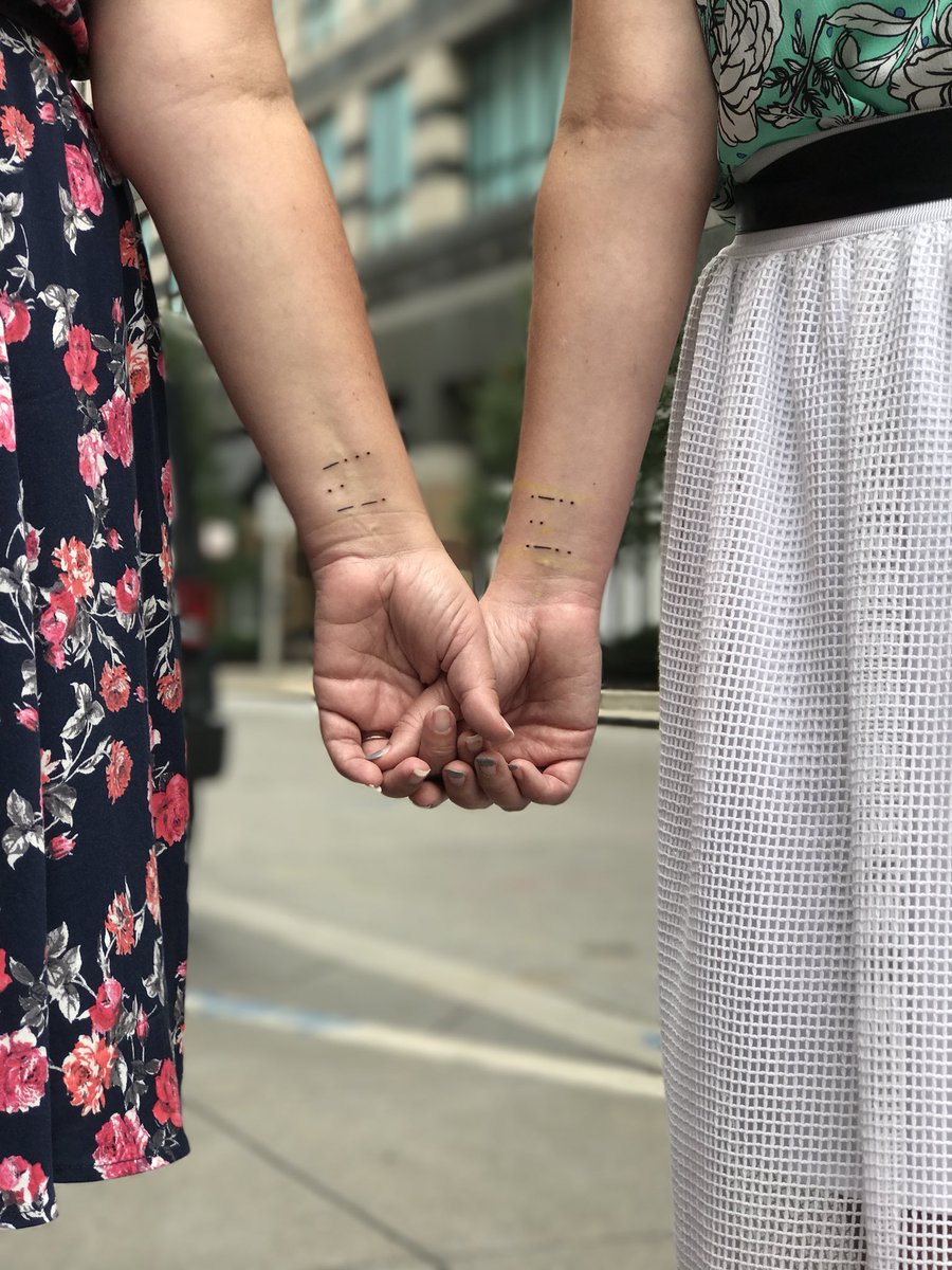 StacyandMaria's tweet photo. I only have ONE #tattoo and I got it with my sister last year! #MorseCode hers says BIG and mine says LIL, for big and little sister! Do you have any tattoos?! 💕Stacy #NationalTattooDay #sisters #TattooDay #TattooTuesday https://t.co/EUFHLsfqMU