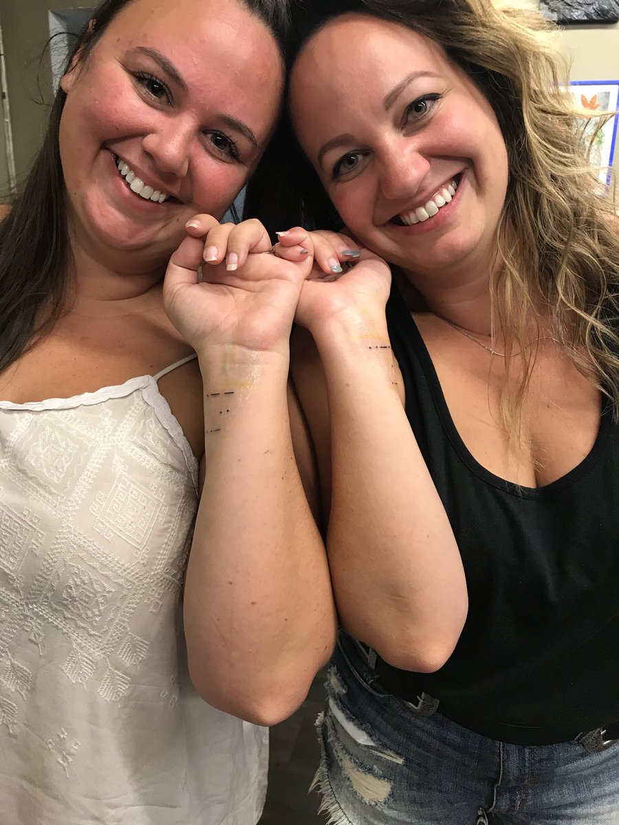 StacyandMaria's tweet photo. I only have ONE #tattoo and I got it with my sister last year! #MorseCode hers says BIG and mine says LIL, for big and little sister! Do you have any tattoos?! 💕Stacy #NationalTattooDay #sisters #TattooDay #TattooTuesday https://t.co/EUFHLsfqMU