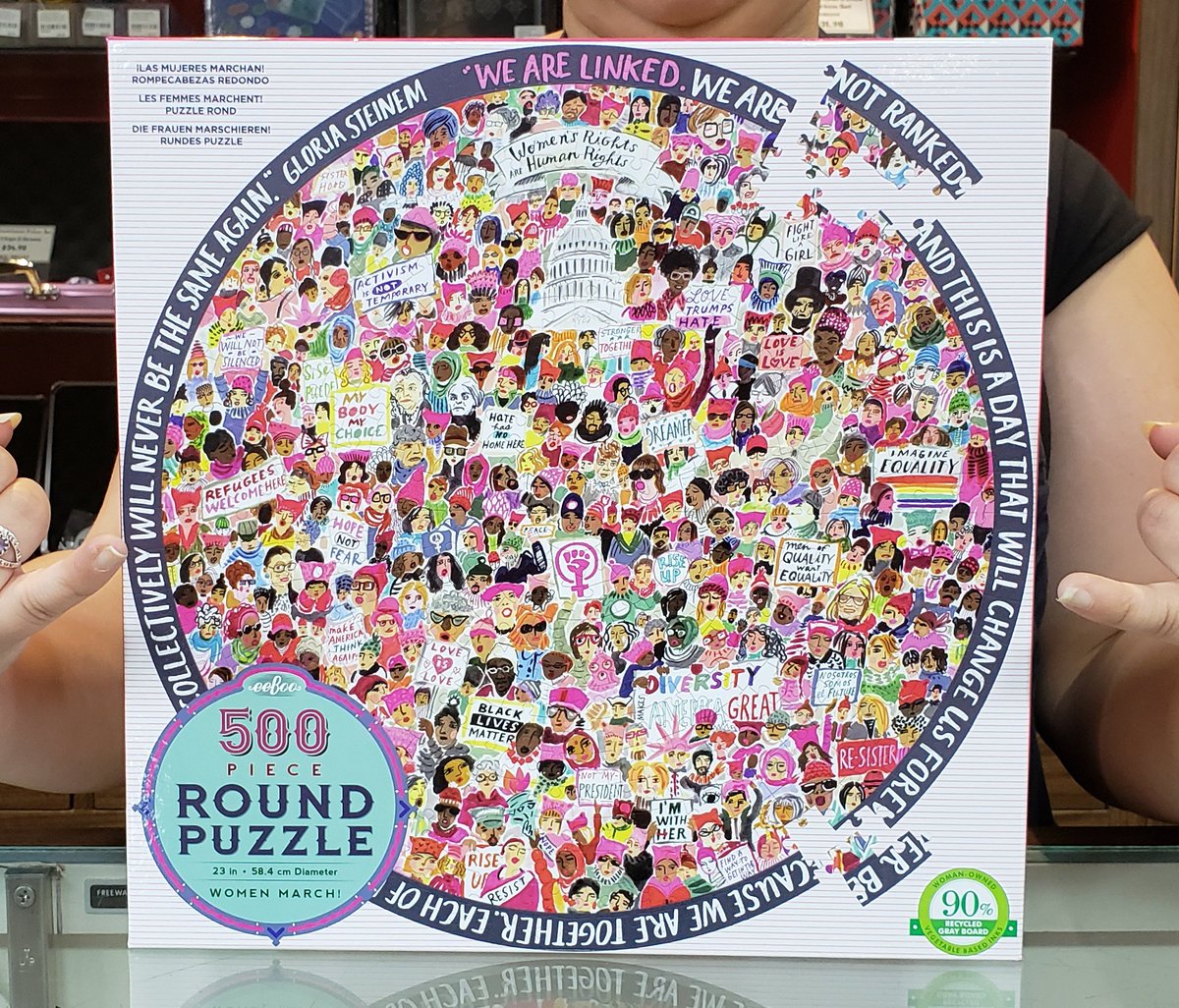 GamesofBerkeley's tweet image. Publisher #eeBoo collaborated with illustrator #AugustWren on this gorgeous #jigsawpuzzle. It commemorates the Jan '17 #WomensMarch and features a quote from #GloriaSteinem. GoB will donate 10% of its sale price to @PPNorCalAction.

#berkeley #feminism #newarrivals