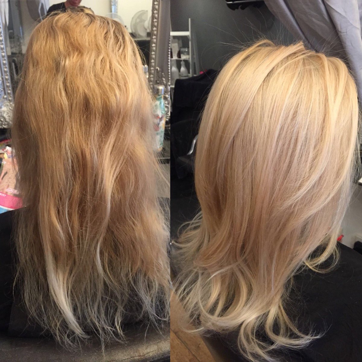 Adios home box dye evilness👿 helllooooooo gorgeous healthy blonde! 😻
Stunning colour correction last week in the salon💖
•
•
•
•
#kimberleyssalon #muswellhill #muswellhillsalon #blonde #boxdyesucks #professionalwomen #hairdressermagic #blondegirl #cetuemhaircolour
